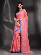 Load image into Gallery viewer, Pink Cotton Handwoven Saree With Texture Border
