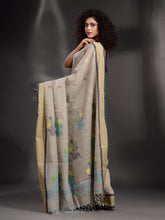 Load image into Gallery viewer, Grey Cotton Handspun Handwoven Saree With Stripe Border
