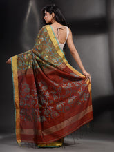 Load image into Gallery viewer, Light Brown Khadi Handwoven Saree With Nakshi Design
