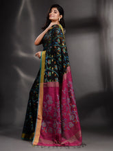 Load image into Gallery viewer, Black Khadi Handwoven Saree With Nakshi Design
