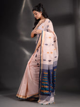 Load image into Gallery viewer, Cream Cotton Handspun Handwoven Saree With Zari Border
