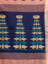 Load image into Gallery viewer, Rust Cotton Handspun Handwoven Saree With Zari Border
