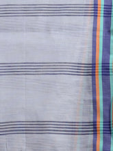 Load image into Gallery viewer, Light Grey Cotton Handspun Handwoven Saree With Multicolor Border

