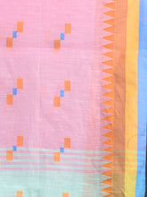 Load image into Gallery viewer, Sky Blue Cotton Handspun  Handwoven Saree With Temple Border
