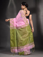Load image into Gallery viewer, Pink Cotton Handspun Handwoven Saree With Kolka Border
