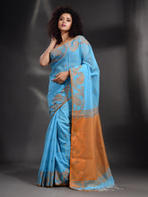 Load image into Gallery viewer, Sky Blue Cotton Handspun Handwoven Saree With Kolka Border
