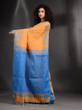 Load image into Gallery viewer, Yellow Cotton Handspun Handwoven Saree With Kolka Border
