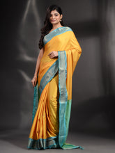 Load image into Gallery viewer, Yellow Silk Handwoven Soft Saree With Zari Border
