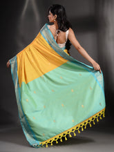Load image into Gallery viewer, Yellow Silk Handwoven Soft Saree With Zari Border
