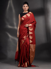 Load image into Gallery viewer, Red Silk Handwoven Soft Saree With Kolka Border
