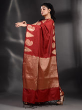 Load image into Gallery viewer, Red Silk Handwoven Soft Saree With Kolka Border
