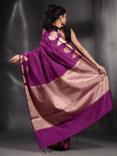 Load image into Gallery viewer, Purple Silk Handwoven Soft Saree With Kolka Border
