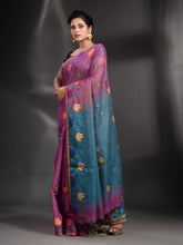 Load image into Gallery viewer, Purple Tissue Handwoven Soft Saree With Nakshi Border
