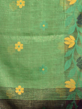 Load image into Gallery viewer, Green Tissue Handwoven Soft Saree With Nakshi Border
