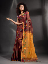 Load image into Gallery viewer, Maroon Tissue Handwoven Soft Saree With Nakshi Border
