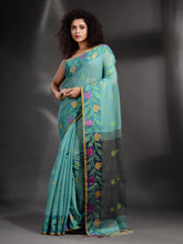 Load image into Gallery viewer, Sea Green Tissue Handwoven Soft Saree With Nakshi Border
