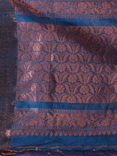 Load image into Gallery viewer, Sapphire Blue Cotton Blend Handwoven Saree With Nakshi And Floral Design
