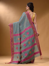 Load image into Gallery viewer, Grey Cotton Blend Handwoven Saree With Nakshi Design
