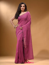 Load image into Gallery viewer, Lavender Cotton Handspun Soft Saree With Pompom

