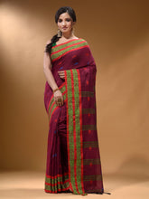 Load image into Gallery viewer, Magenta Cotton Handspun Soft Saree With Nakshi Border
