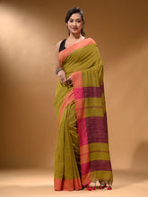 Load image into Gallery viewer, Mustard Cotton Handspun Soft Saree With Pompom
