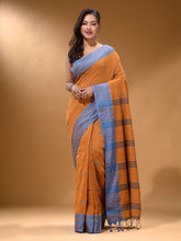 Load image into Gallery viewer, Honey Yellow Cotton Handspun Soft Saree With Texture Border
