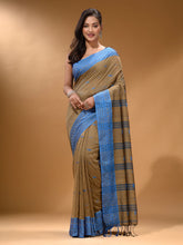 Load image into Gallery viewer, Ecru Cotton Handspun Soft Saree With Texture Border
