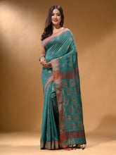Load image into Gallery viewer, Teal Silk Matka Soft Saree With Paisley Motifs
