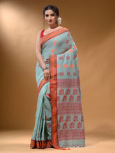 Load image into Gallery viewer, Sea Green Silk Matka Soft Saree With Nakshi Pallu
