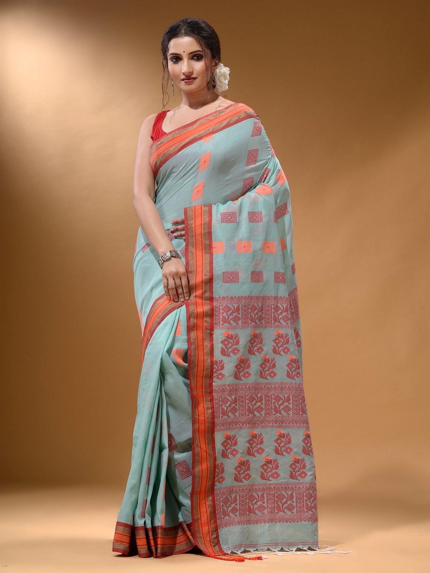 Sea Green Silk Matka Soft Saree With Nakshi Pallu