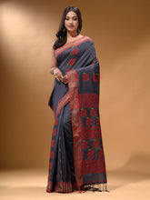 Load image into Gallery viewer, Shadow Grey Silk Matka Soft Saree With Nakshi Pallu
