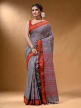 Load image into Gallery viewer, Shark Grey Silk Matka Soft Saree With Nakshi Pallu
