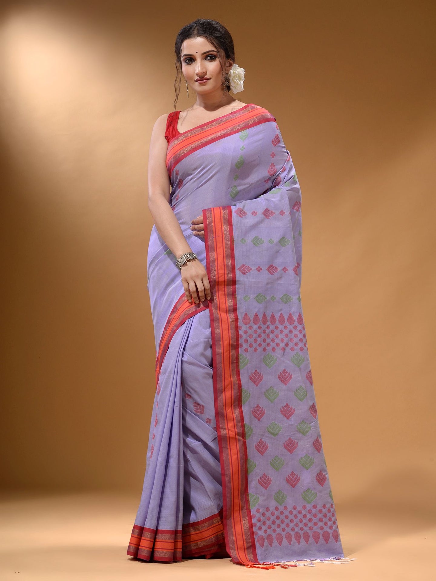 Lavender Silk Matka Soft Saree With Textured Pallu