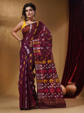 Load image into Gallery viewer, Mulberry Cotton Handwoven Jamdani Saree With Floral Designs And Motifs
