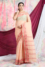 Load image into Gallery viewer, Light Peach Handwoven Cotton Tant Saree
