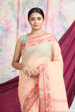Load image into Gallery viewer, Light Peach Handwoven Cotton Tant Saree
