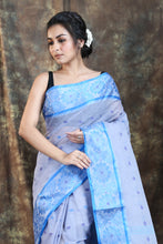 Load image into Gallery viewer, Heather Violate Handwoven Cotton Tant Saree
