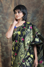 Load image into Gallery viewer, Black Allover Zari Weaving Jamdani Saree
