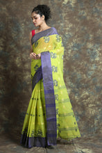 Load image into Gallery viewer, Olive Green Handwoven Cotton Tant Saree
