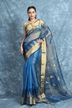 Load image into Gallery viewer, Shaphair Blue Resham Handwoven Soft Saree With Zari Work
