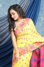 Load image into Gallery viewer, Yellow Jamdani Saree with Allover Weaving
