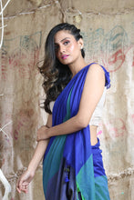 Load image into Gallery viewer, Dark Blue Blended Cotton Handwoven Soft Saree With Multicolor Woven
