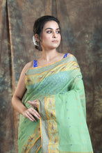 Load image into Gallery viewer, Light Green Handwoven Cotton Tant Saree
