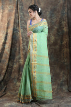 Load image into Gallery viewer, Light Green Handwoven Cotton Tant Saree
