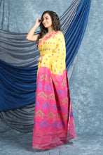 Load image into Gallery viewer, Yellow Jamdani Saree with Allover Weaving
