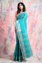 Load image into Gallery viewer, Deep Sea Green Handwoven Cotton Tant Saree
