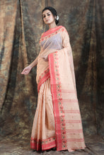 Load image into Gallery viewer, Light Peach Handwoven Cotton Tant Saree
