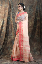 Load image into Gallery viewer, Light Peach Handwoven Cotton Tant Saree
