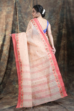 Load image into Gallery viewer, Light Peach Handwoven Cotton Tant Saree
