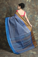 Load image into Gallery viewer, Steel Blue Handwoven Cotton Tant Saree
